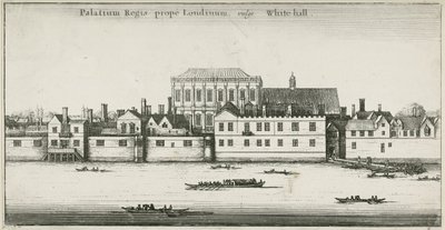 Palácio de Whitehall do Rio Tamisa, Westminster, Londres, Reino Unido (gravura) de English School