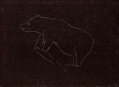 Gravura paleolítica de um urso das cavernas (litografia) de English School