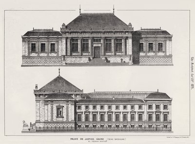 Palais De Justice, Havre, Seine Inferieure (gravura) de English School