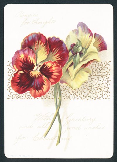 Pansies para pensamentos, cartão de Natal de English School