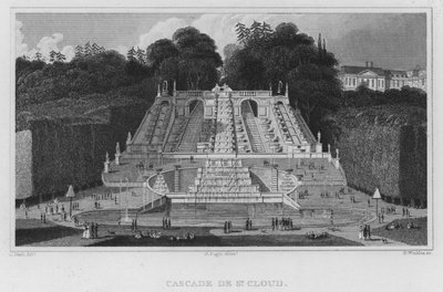 Paris, Cascade De St Cloud (gravura) de English School