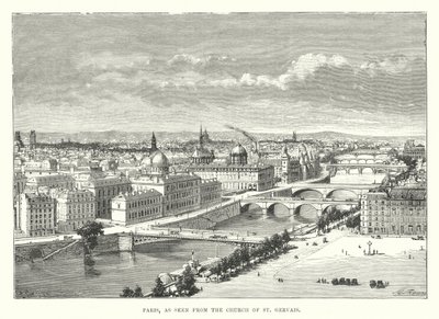 Paris, vista da Igreja de São Gervais (gravura) de English School