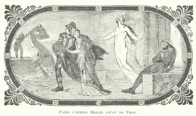 Páris leva Helena para Troia (gravura) de English School