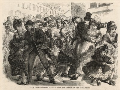 Multidão de Paris fugindo do pânico da carga dos Cuirassiers de English School