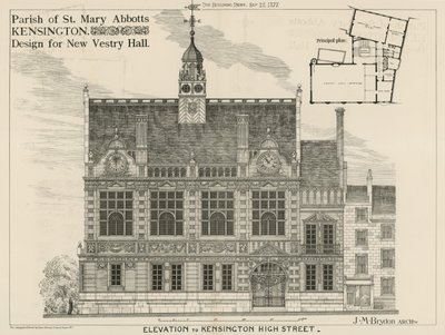 Paróquia de St Mary Abbotts, Kensington, design para o novo Vestry Hall de English School