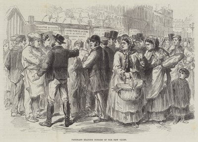 Parisienses lendo Noticias dos Novos Impostos (gravura) de English School
