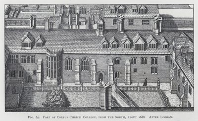 Parte do Corpus Christi College, do norte, cerca de 1688, depois de Loggan (gravura) de English School