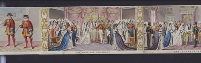 Parte do panorama do casamento da Rainha Vitória, c.1840 (aquatint colorido à mão) de English School