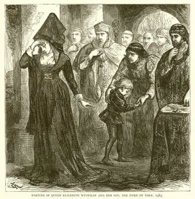 A despedida da rainha Elizabeth Wydville e seu filho, o duque de York, 1483 de English School