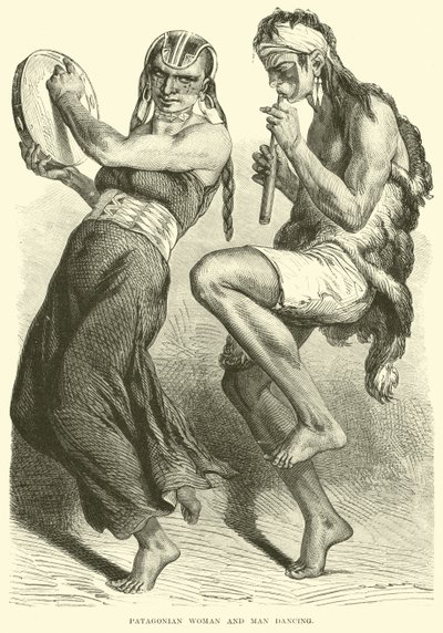 Mulher da Patagônia e homem dançando de English School
