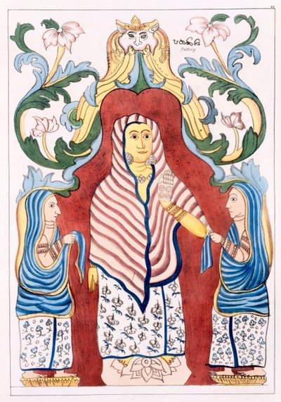 Pattinee Dewa, os Quatro Guardas da Colina, de A História e Doutrina do Budismo, de Edward Upham, 1829 de English School