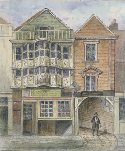 Casa de Paul Pindar, Bishopsgate (gravura colorida à mão) de English School