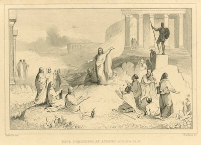 Paulo pregando em Atenas, Atos XVII, 22, 34 de English School