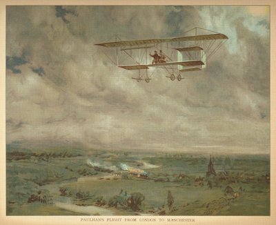 "Vôo de Paulhans de Londres para Manchester." Livro de dirigíveis para pessoas pequenas. Londres: Ernest Nister, [1912] de English School