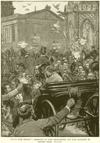 Paz com Honra: Recepção de Lord Beaconsfield e Lord Salisbury em Charing Cross de English School