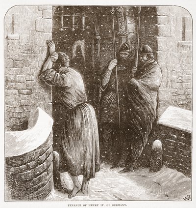 Penitência de Henrique IV da Alemanha, ilustração da História do Protestantismo por James Aitken Wylie (1808-1890), pub. 1878 de English School