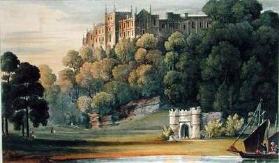 Pentilly Castle, do "Repositório de Artes" de Ackermann, publicado em 1826 (cor litho) de English School