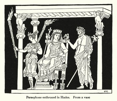 Persephone entronizado em Hades (litho) de English School