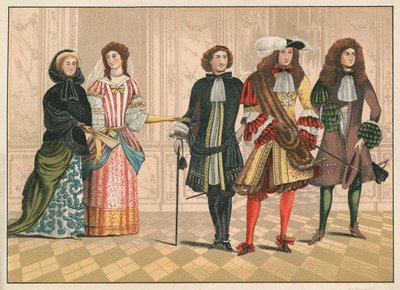 Pessoas de distinção, possivelmente alemão, c 1680 (chromolitho) de English School