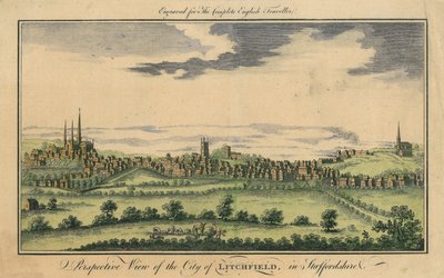 Vista em perspectiva da cidade de Lichfield, c.1795-98 de English School