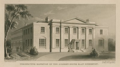 Elevação em perspectiva da Academy House em Homerton de English School