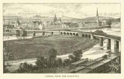 Perth, a partir da linha férrea (gravura) de English School