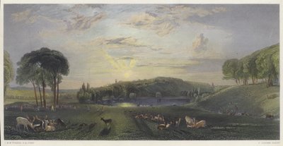 Petworth Park, Sussex (gravação a cores) de English School