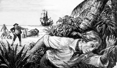 Philip Ashton escapando de piratas de English School