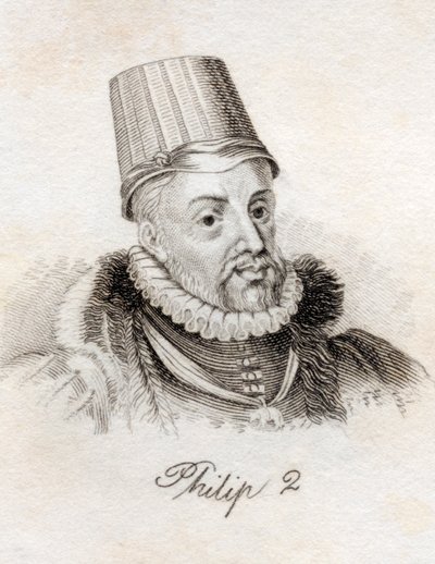 Philip II, do &39;Crabb&39;s Historical Dictionary&39;, publicado em 1825 de English School