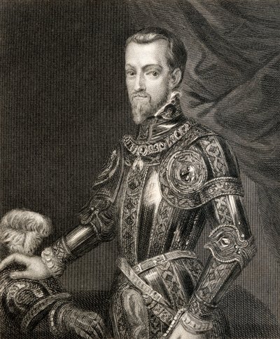 Filipe II, de "História do Reino de Filipe II", publicado em 1855 de English School
