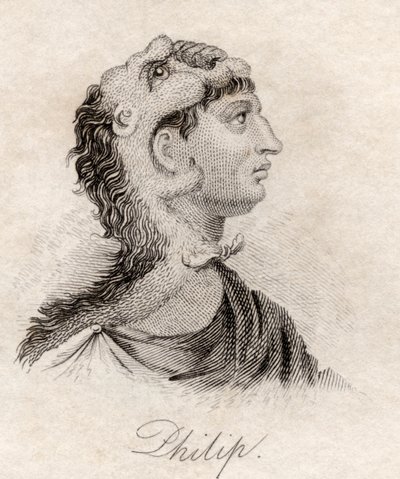 Filipe II da Macedônia, do "Dicionário Histórico de Crabb", publicado em 1825 de English School