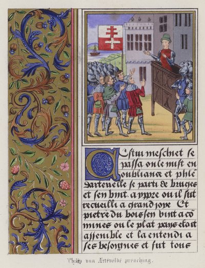 Pregação de Philip Von Artaveld (gravura colorida) de English School