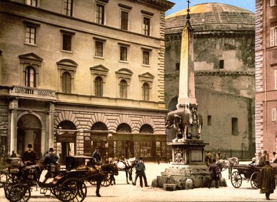 Piazza di Minerva, Roma (foto colorida à mão) de English School