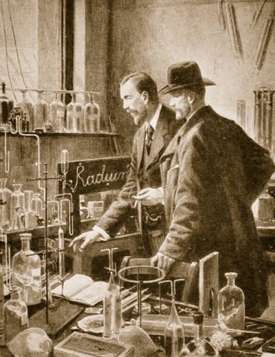 Pierre Curie conversando com Sir William Ramsay de English School