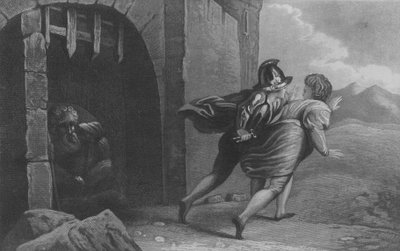 Peregrinos em fuga do Castelo de Doubting (gravura) de English School