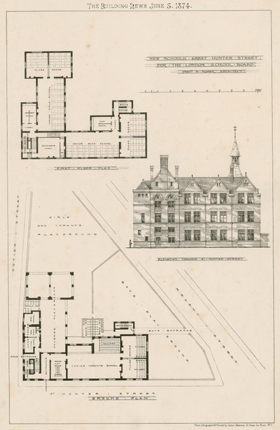 Plano de novas escolas, Great Hunter Street Schools, Old Kent Road de English School