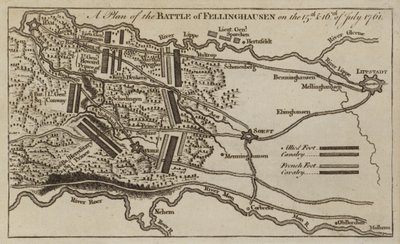 Plano da Batalha de Villinghausen, Alemanha, Guerra dos Sete Anos, 15-16 de julho de 1761 de English School