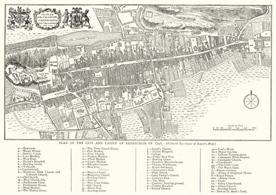 Planta da Cidade e Castelo de Edimburgo em 1742 (gravura) de English School