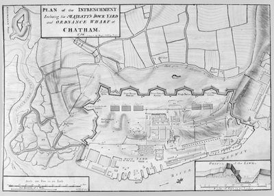 Plano de Arrecadação do Pátio da Doca de Sua Majestade e Cais de Artilharia em Chatham de English School
