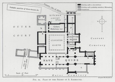 Plano do Priorado de S Radegund (gravura) de English School