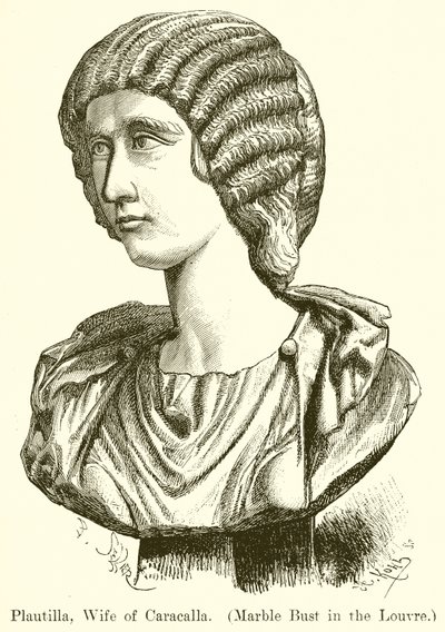 Plautilla, esposa de Caracalla. (Busto de mármore no Louvre) (gravura) de English School