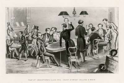 Jogar no Crockfords Club, 1843. Contar DOrsay chamando um Main de English School
