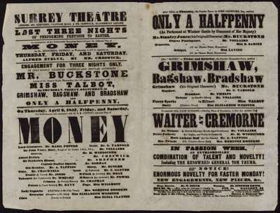 Playbill emitido pelo Surrey Theatre de English School