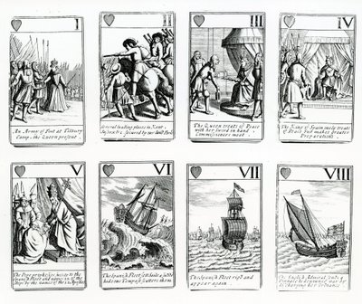 Cartas de Baralho que descrevem os eventos da Armada Espanhola, 1699 de English School