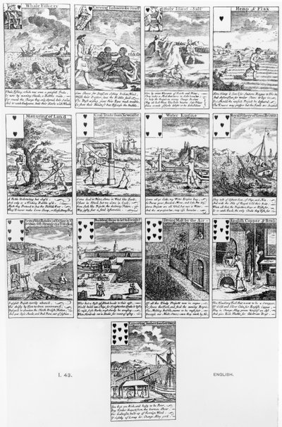 Cartas de jogar satirizando empreendimentos de bolha, c.1720 de English School