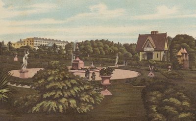 Plymouth: Loja e Jardins Suíços, Parque Devonport (cor litho) de English School