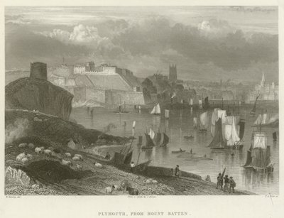 Plymouth, do Monte Morcego (gravura) de English School