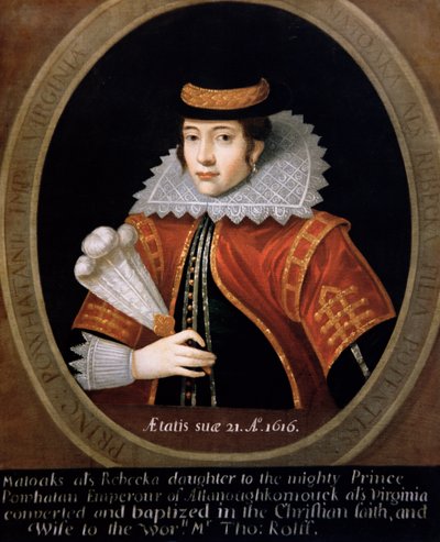 Pocahontas (c.1595-1617) 1616 (óleo sobre tela) de English School