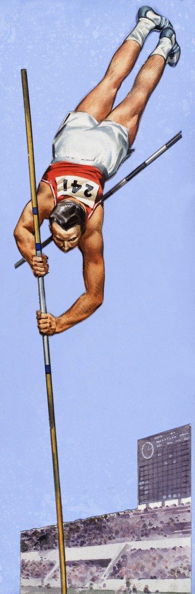 Campeão do salto com vara Fred Hansen de English School
