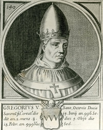 Papa Gregório V (972-999) (gravura) de English School